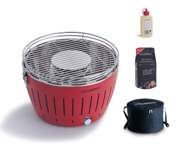 LotusGrill Standard Smokeless Table Top Grill With Free Bag And Fuel - Red