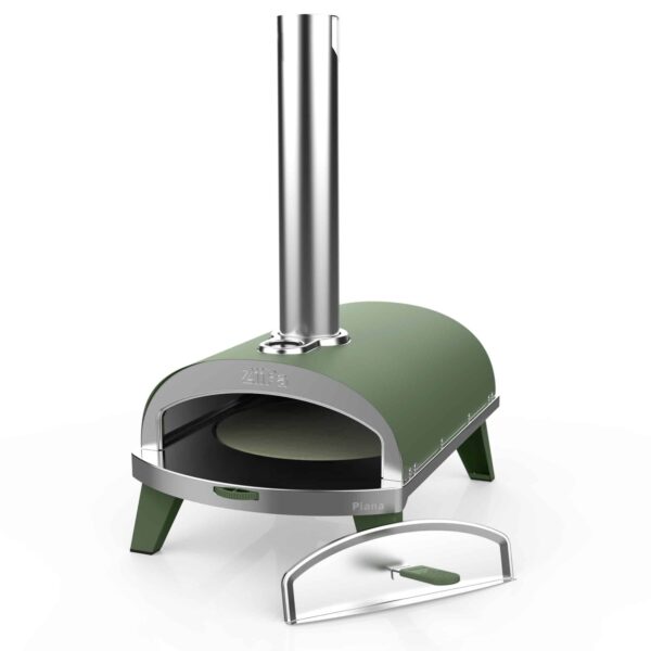 Ziipa Tabletop Pizza Oven - Eucalyptus front and side view