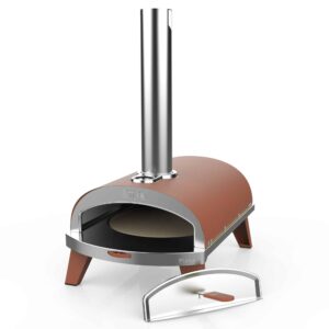 ZiiPa Wood Pellet Pizza Oven - Terracotta side and front no flame