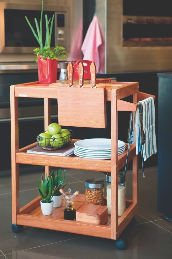 Wooden Serving Trolley with Knife Block lifestyle image 2