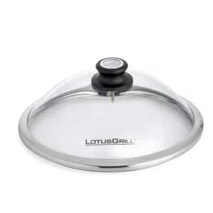 Lotusgrill glass grill hood angled